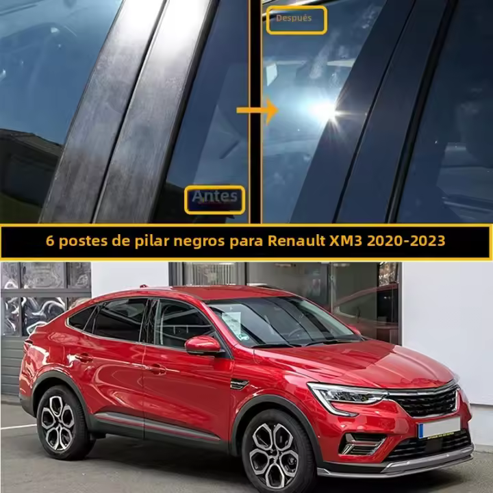 6Pcs Adornos De Puerta Y Ventana Para Renault XM3/Mégane Conquest/Arkana 2020-2023 Cubiertas De Poste De Pilastro Accesorios Exteriores De Coche - 1