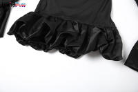 Vestido Bodycon Mini Elegante Para Mujer Con Manga Acolchada Y Cuello Abierto Atrás Sin Costuras Vestido De Noche Sexy Con Acolchado Y Cintura Natural - details 7