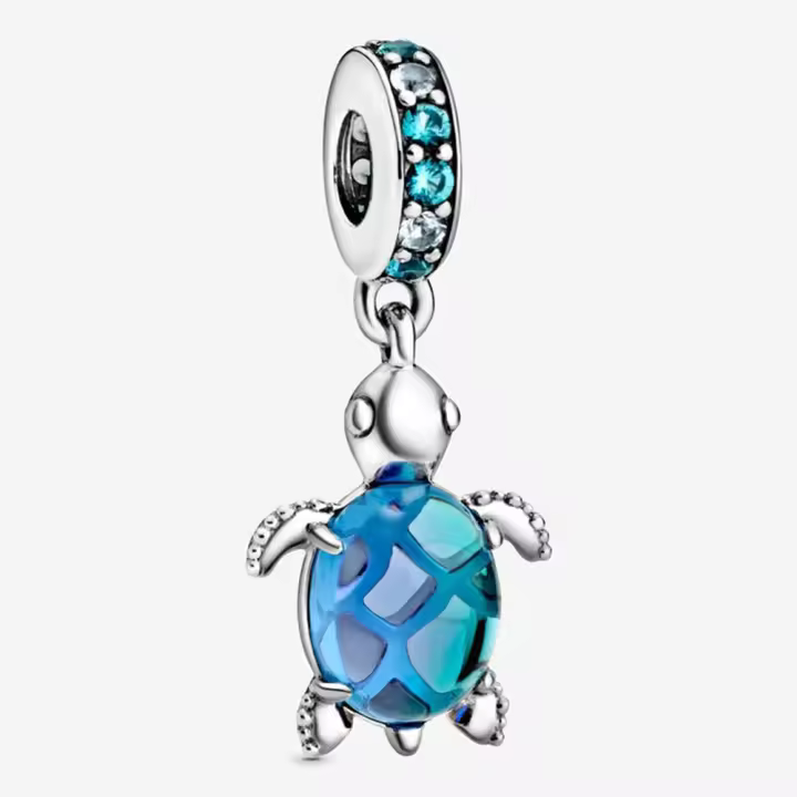 Pandora Charm de Colgante en Plata de Ley Tortuga marina de cristal de Murano，Incluye Caja Original - 1
