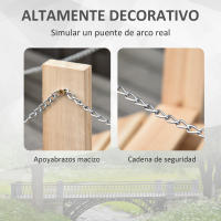 Outsunny Puente de Jardín de Madera con Pasamanos de Cadenas Metálicas Puente Decorativo para Estanque Carga 5 kg para Decoración Patio 100x32x48 cm Madera Natural - details 4