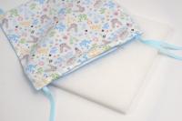 LALA - Juego de ropa de Cama para Cuna de Bebe, barandilla Anticolisión de Algodón de dibujos animados, Conejo Azul 30*30*6, extraible y lavable. - details 4