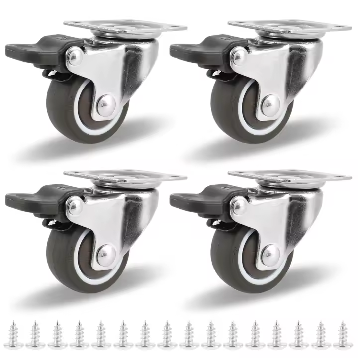 4Pcs Rodillos De Silla Universal Con Giradiscos Resistentes Y Furtivos Para Muebles Con Freno De Seguridad Para Mesa Silla Sofá - 1