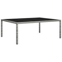 vidaXL Mesa de comedor de jardín ratán sintético 200x150x74 cm en color Gris/Negro | estructura resistente ideal para salón dormitorio o estudio - details 0