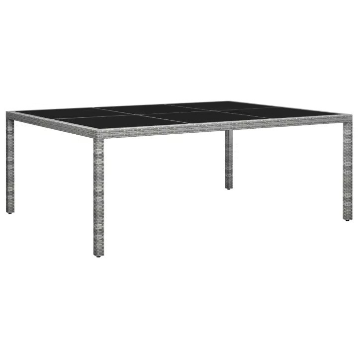 vidaXL Mesa de comedor de jardín ratán sintético 200x150x74 cm en color Gris/Negro | estructura resistente ideal para salón dormitorio o estudio - 1