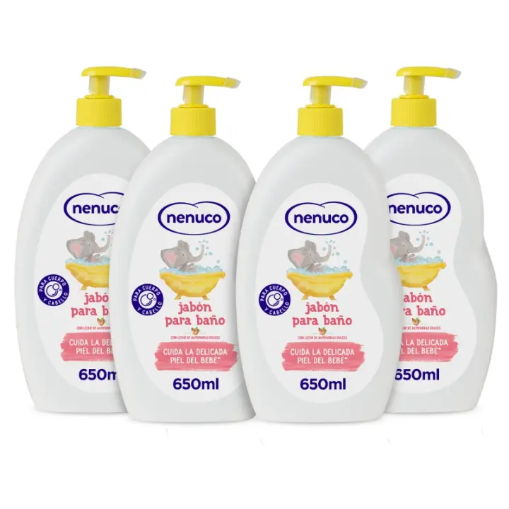 Pack x4 Jabón Baño con Leche de Almendras Dulces para Cuerpo y Cabello 4x650 ml - Nenuco - 1
