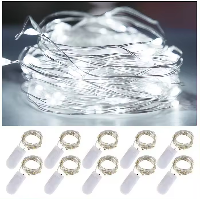 Cuerda De Luces LED De Hilo De Cobre 10pcs 1M 2M Para Decoración De Jardín Navidad Y Bodas Impermeable Para Exterior Y Interior Del Hogar - 1