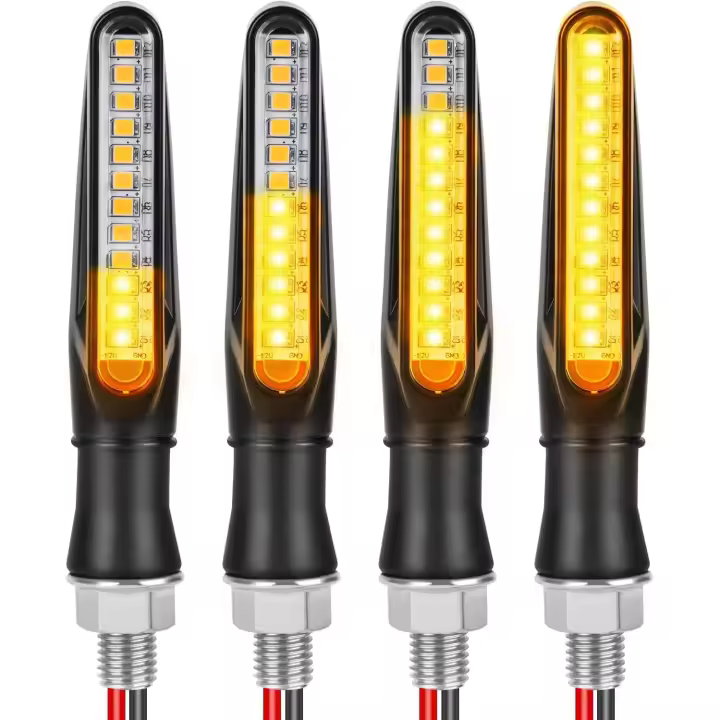 4 indicadores de giro universales para motocicleta, impermeables, de 12 V, color negro - 1