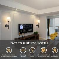 Lámpara De Pared Recargable Sin Cable Con Batería De 5000mAh Y Control Remoto 2-Piece Set Iluminación LED Dimmable Para Dormitorio Y Sala De Estar - details 3