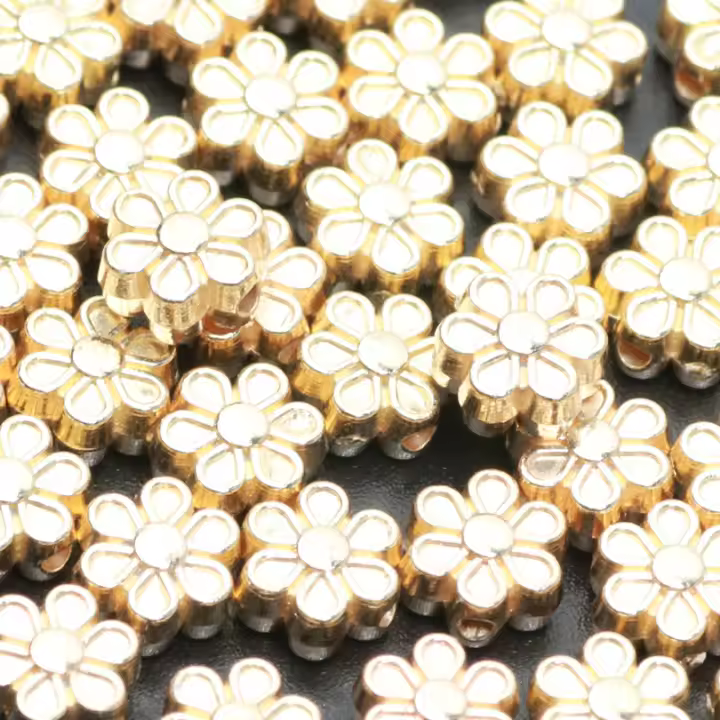 100pcs Cuentas De Flor CCB En Oro Y Plata 7mm Acrílico Espaciadoras Sueltas Para Fabricación De Joyas Pulseras Collares Accesorios - 1