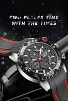 Reloj De Pulsera LIGE Para Hombres Azul Deportivo Y Militar De Lujo Con Grande Dial Cronógrafo Resistente Al Agua Cuarzo Reloj De Mano Luz Técnica De Silicona - details 0
