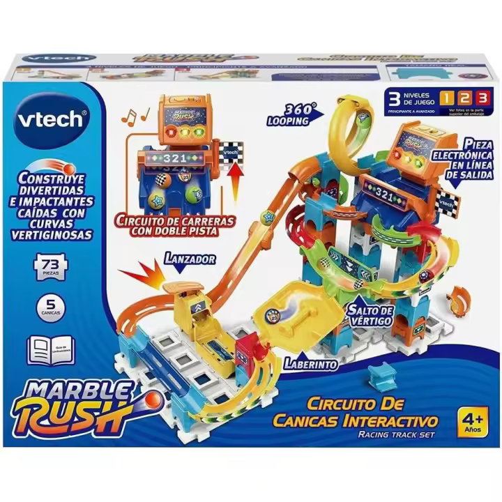 VTech - Marble Rush Racing Track Set, Circuito de canicas Interactivo, Juguete de construcción para niños +4 años, versión española (519322) - 1