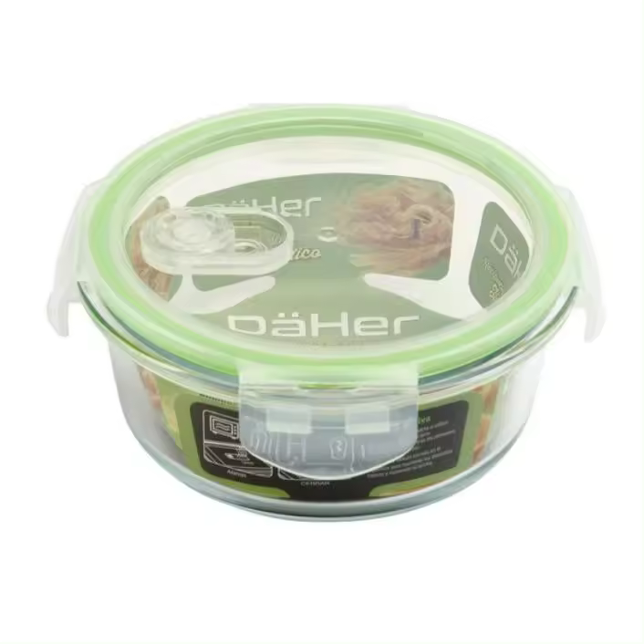Recipiente hermético de cristal con válvula activa 600ml, redondo - 1