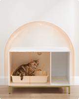 Armario para Gatos con Patas Altas - Elegante Mueble para Arena, 80x50x55 cm, Blanco y Dorado - details 3