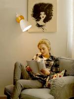 Lámpara De Pared Nórdica Sencilla Para Decoración Del Hogar Material Hierro Sombrilla Base De Madera Sconce Luz E27 Ajustable Para Dormitorio - details 7