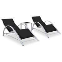 vidaXL Tumbonas con mesita 2 unidades aluminio Sillas de Exterior Ideal para jardín, playa, piscina, terraza Tumbona Piscina Tumbonas Playa Tumbonas Jardín Exterior - details 1