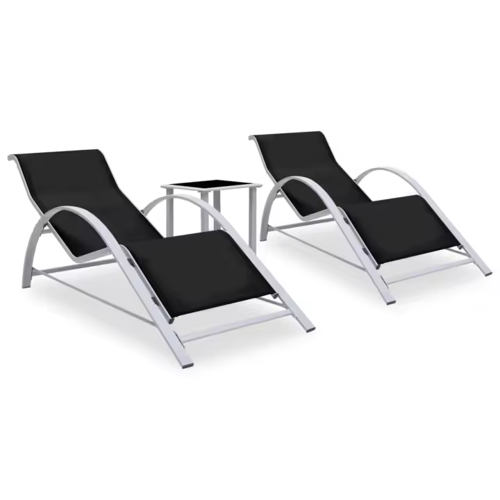 vidaXL Tumbonas con mesita 2 unidades aluminio Sillas de Exterior Ideal para jardín, playa, piscina, terraza Tumbona Piscina Tumbonas Playa Tumbonas Jardín Exterior - 1
