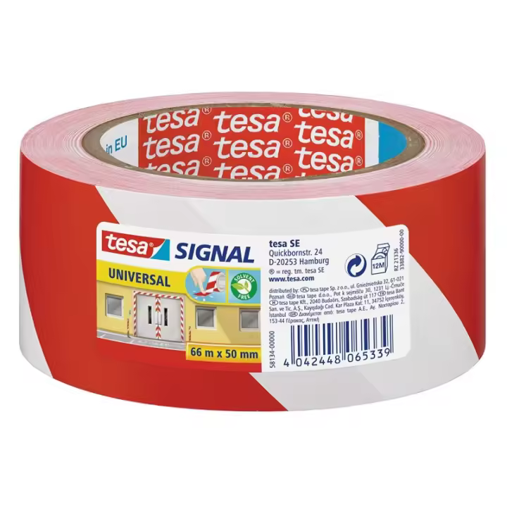 Tesa Cinta Balizamiento Rojo-Blanco 100m x 80mm - 1