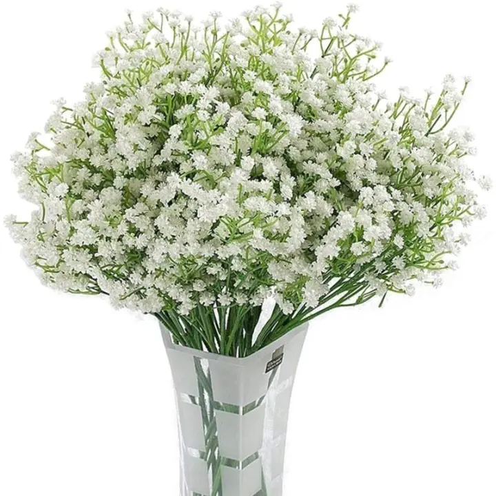 Gypsophile artificielle 12Pc fleur en soie blanche pour mariage, fête, mariée, décor de bureau-RAPANDA - 1