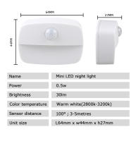 Lámpara Nocturna LED Con Sensor De Movimiento PIR Enchufe Europeo Y Estadounidense 110V 220V Baterías AAA Para Dormitorio Baño Pasillo Armario - details 10