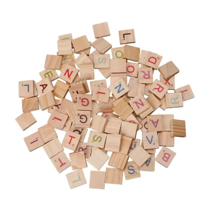 100X Azulejos De Madera Con Letras Y Números Colores Para Manualidades Juguete - 1