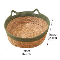 Nueva Cama Para Gato Redonda Tejida a Mano Con Vínculo Verano Cesta Fría Para Gato Ropa De Algodón Cesta De Perca Para Mascotas Suministros - details 0