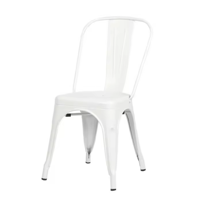ORION91 Silla Acero BETA Blanco Satinado Apilable (84x45,5x52 cm) Estilo Industrial Convertible a Taburete Antideslizante Comedor Hostelería Oficina Salón Teletrabajo Cocina - SpazioLuzio - 1