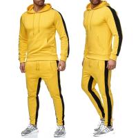 Conjunto Deportivo Casual Para Hombre Otoño Invierno Sudadera Con Rayas + Pantalones Estilo Gym Cierre De Cordón Material Poliéster Grueso - details 5