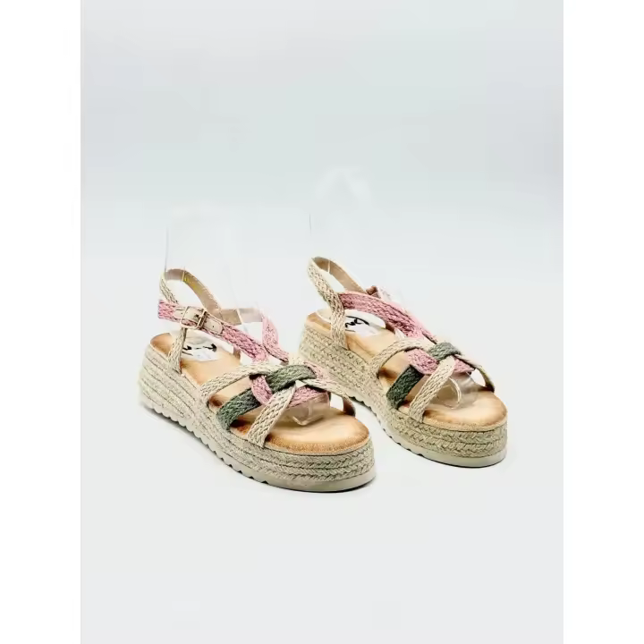 Sandalias Mujer con Tacón Bajo y Tiras Cruzadas – Estilo Casual Elegante Multicolor - 1