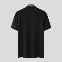 Camiseta De Hombre 2024 Estilo Coreano Casual Con Cuello Alto Y Mangas Cortas Para Verano Moda Streetwear Tejido Poliéster Y Spandex - details 12