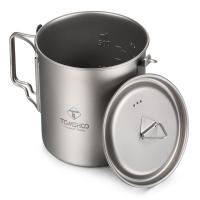 TOMSHOO Sartén De Camping De Titanio Ultraligera Con Tapa Y Mango Plegable Para Cocina Al Aire Libre Tamaños 0.75L/0.9L/1.1L/1.6L/2L/2.8L - details 9