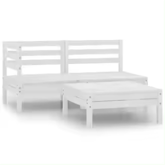 VIDAXL 806598 juego de muebles para jardín elaborado con madera maciza de pino en color blanco vida xl - 1