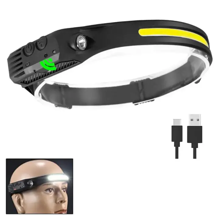 Linterna Frontal LED De Inducción COB Con Sensor De Onda Y Haz Amplio 5 Modos Recargable Por USB Para Running Y Camping - 1