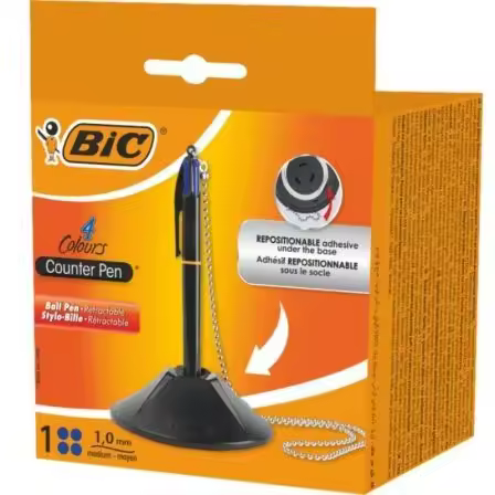 Bolígrafo de Tinta de Aceite Retráctil Bic 527507/ Azul/ Incluye Base + Cadena - 1