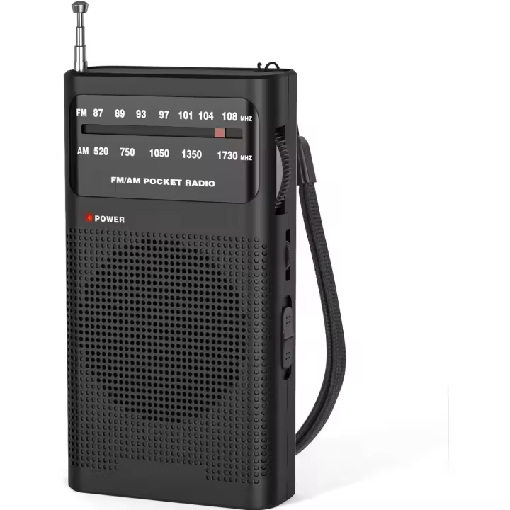 PORCHEDDU Mini portátil Mini Radio FM Am transistores con excelente señal de bolsillo por Pilas AA (no incluidas) - 1