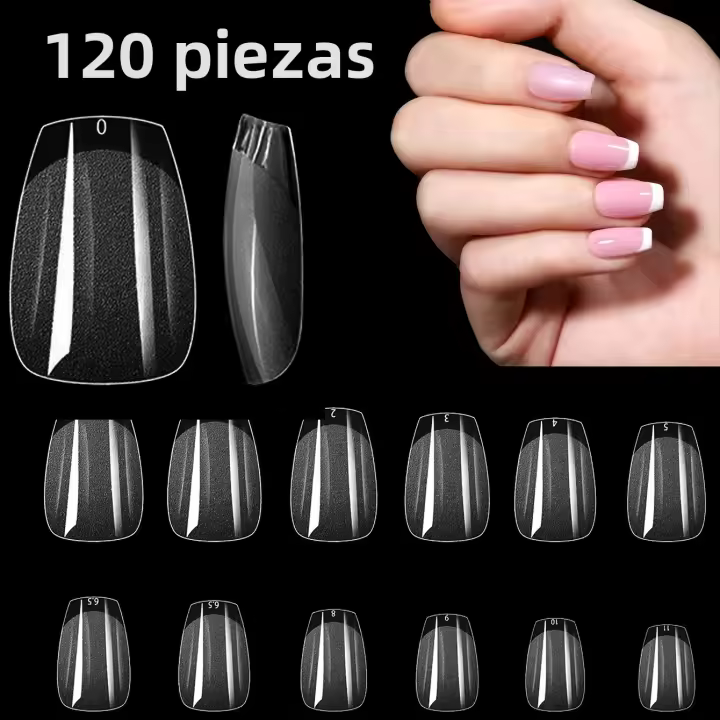 120PCS Uñas De Coffin Largas Y Curvas Extra Largas Cubiertas Mitad Uñas De Acrílico Profesional Uñas Falsas De Plástico Para Manicura Casera - 1