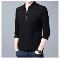 Camisa Polo Para Hombre Casual Inteligente De Manga Larga Con Cierre Y Cuello Alto Estilo De Negocios Moda Primavera Otoño Ropa Suelta - details 6