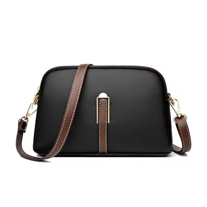 Bolso cruzado de lujo para mujer con solapa de piel de vaca de cuero genuino de diseñador 100% para mujer - 1