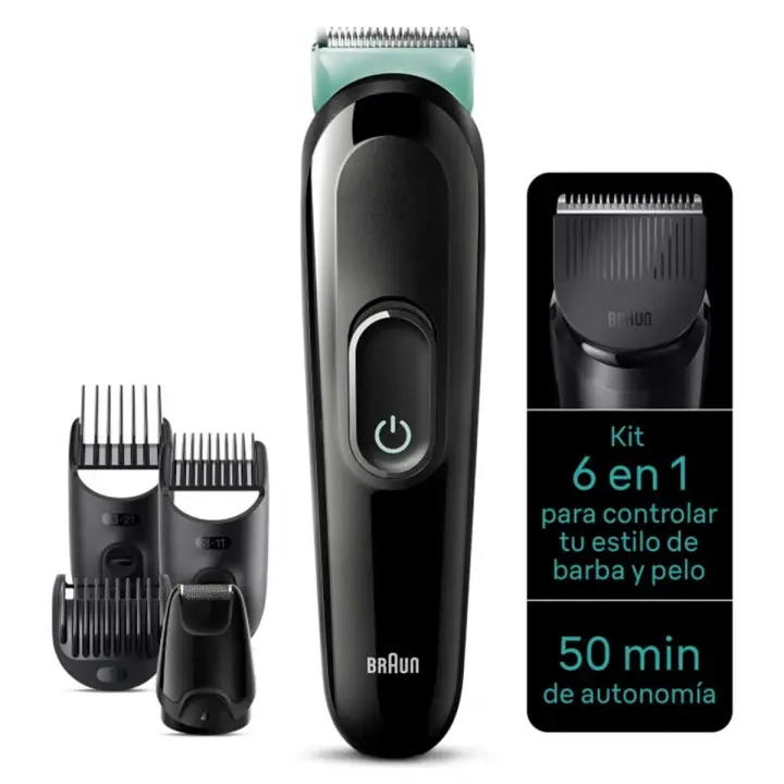 Recortadora Braun Series 3 MGK 3411 6 en 1 cabeza y barba negro - 1