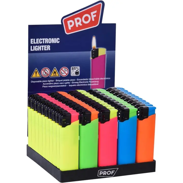 DISPAU Mechero electrónicos, 5 Colores, Seguro para niños, Vendedor del Reino Unido BI Color Rubber Touch (50 Unidades) - 1