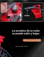Juguete De Coche De Bomberos 1/32 Con Sonido Luz Escalera Camión De Rescate Decoración Regalo Para Niños Metal Rojo - details 4