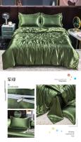 Juego De Cama De Lujo En Seda De Hielo Con Fundas De Almohada Y Funda De Edredón Satinado Textil Doméstico De Alta Gama Color Sólido - details 22