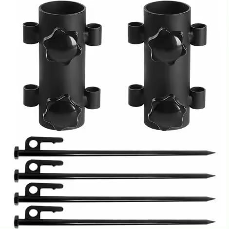 Soporte para sombrilla, base para sombrilla de exterior con 4 clavos de 40 cm, base de sombrilla desmontable para pesca al aire libre, jardín, pesca, playa (negro) - 1