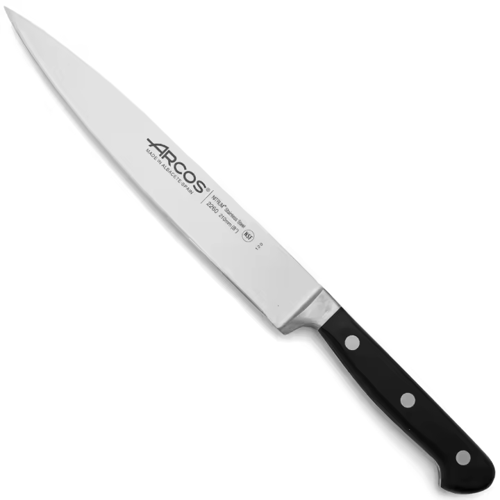 ARCOS Opera - Cuchillo Fileteador / Trinchante (210 mm) - Hoja de Acero Inoxidable Forjado Nitrum® - Mango Negro de Polioximetileno (POM) - 1