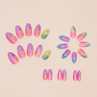 Kit De Uñas Postizas Con Diseño Geométrico Y Estampado De Océano Azul 24 Piezas Uñas Falsas Cortas De ABS Para Arte De Uñas - details 55