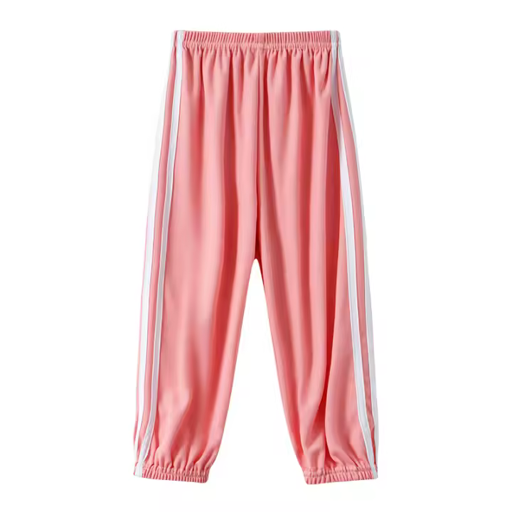 Pantalones Deportivos Para Niños Y Niñas De Verano En Color Sólido Con Cintura Elástica Estilo Casual Ajustados Y Largos Hasta El Tobillo - 1