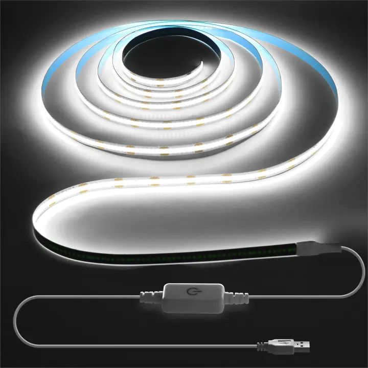 Tira De LED COB Dimmable 1M 2M 3M 5M Con Interruptor Táctil 5V USB Para Iluminación De Cocina Y Hogar Resistente Al Agua 3000K - 1