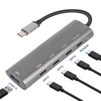 HUB USB-C A PD HUB 5 en 1. Adaptador USB-C1 USB 3.0, 3 interfaces de transmisión de datos tipo C y 1 entrada de carga tipo C  PD60W，USB-C Macho a 4 Adaptadores de Concentrador Hembra USB-C para MacBook Pro,XPS,PC，etc - details 0