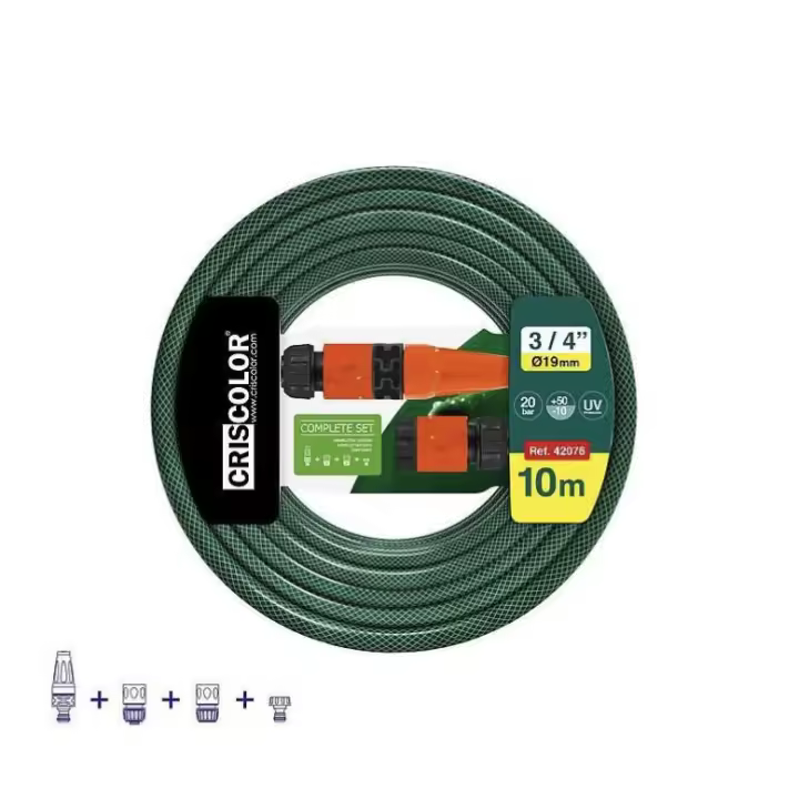 Manguera de Agua de Jardín Set with Conexión y Boquillas para Riego Reforzada 3 Capas Presión de rotura de 20 bar 3/4 "19mm 10/15/20 Metros. - 1