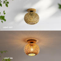 Lámpara De Techo De Bambú Tejida a Mano Estilo Chino Luz De Techo Rattan Wicker Arte De Madera Para Decoración De Hogar Cocina Restaurante - details 6