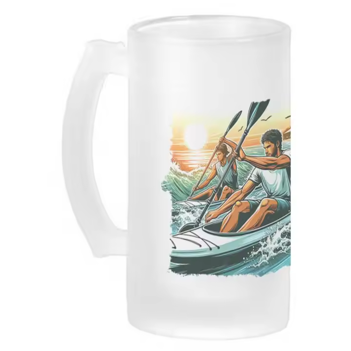 MERCHANDMANIA JARRA CERVEZA CRISTAL deporte playa kayak amigos competicion esmerilada esmerilado 500ml - 1
